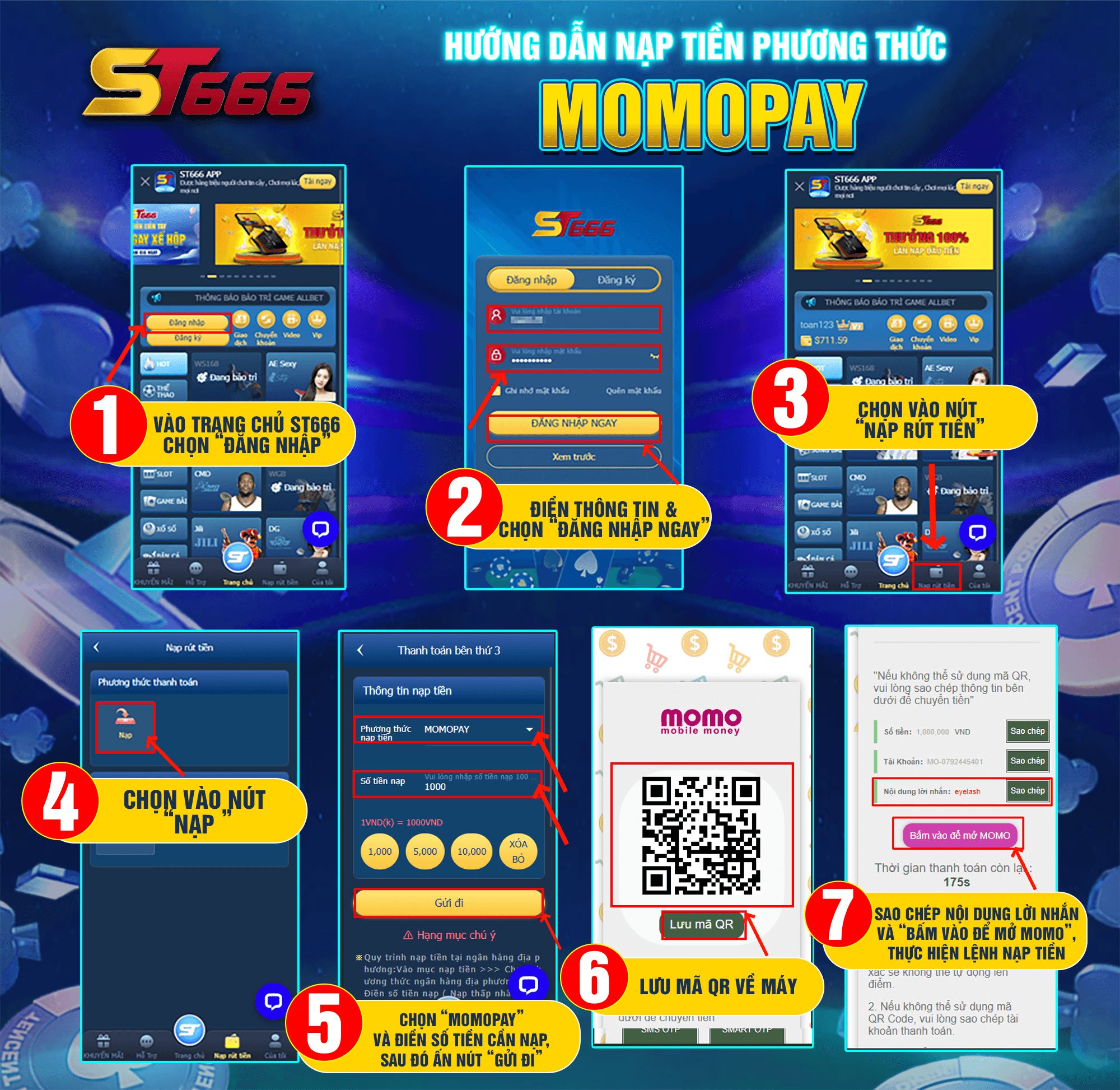 Huong Dan Nap Tien St666 Momopay