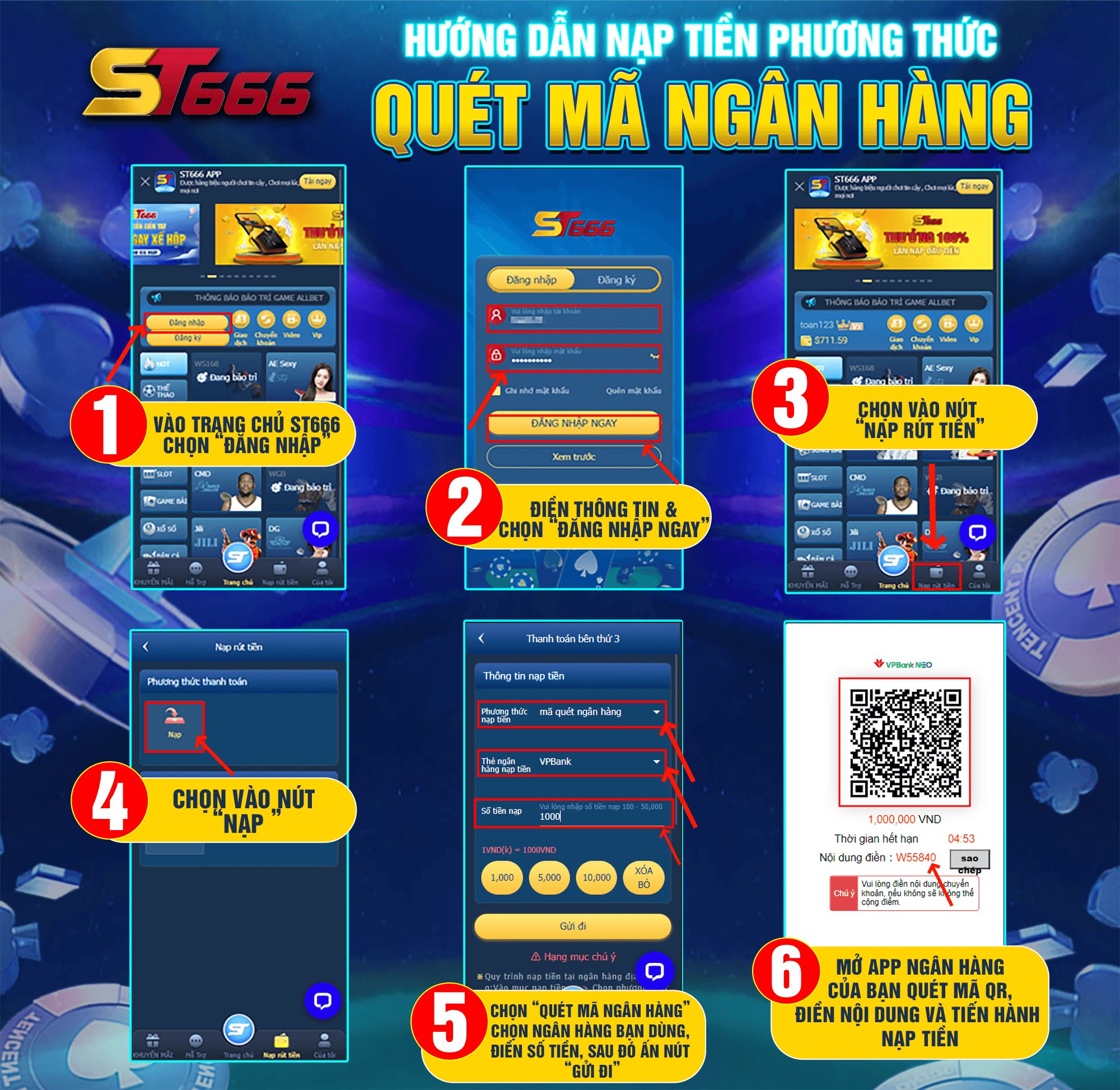 Huong Dan Nap Tien St666 Quet Ma Ngan Hang