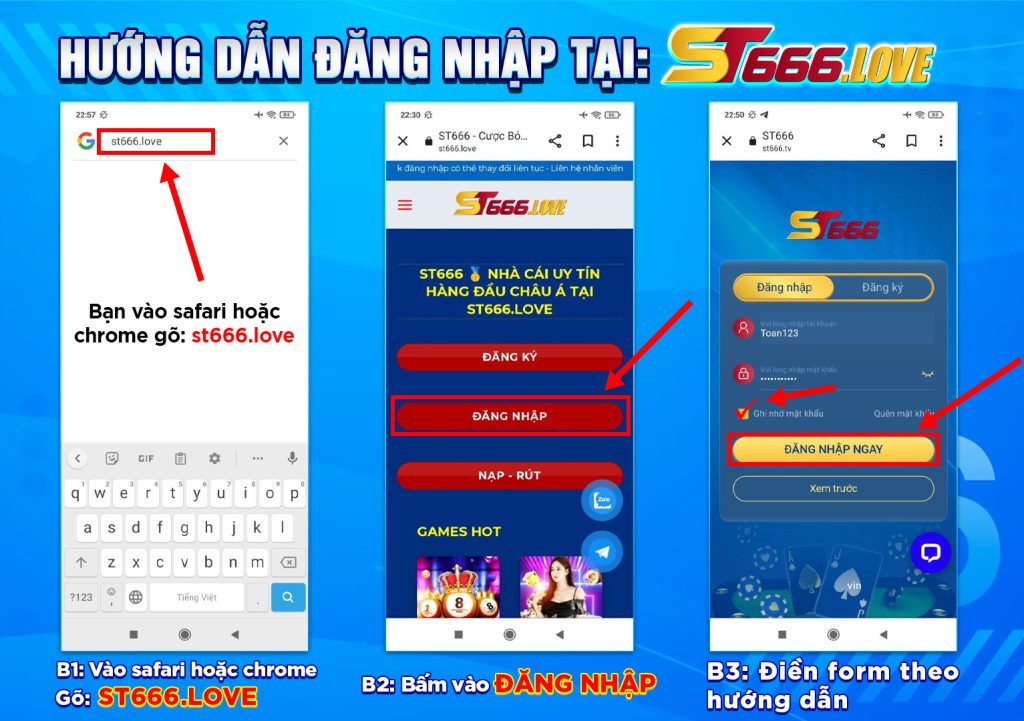 Hướng dẫn đăng nhập ST666